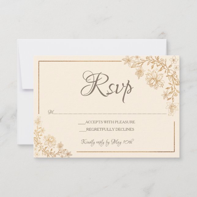Gold Floral RSVP Card (Front)
