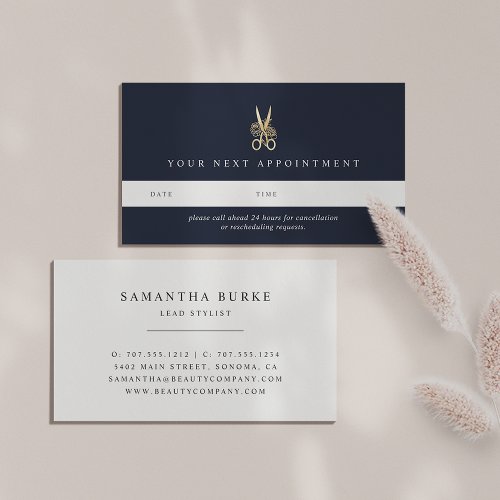 Gold Floral Scissors  Hair Salon or Stylist Appointment Card