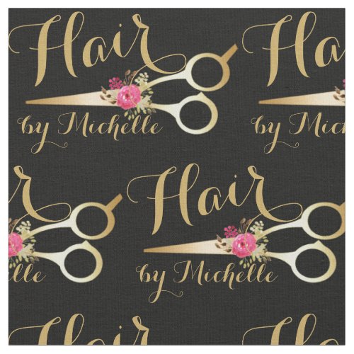 Gold floral Scissors Hairstylist Hair Salon Fabric