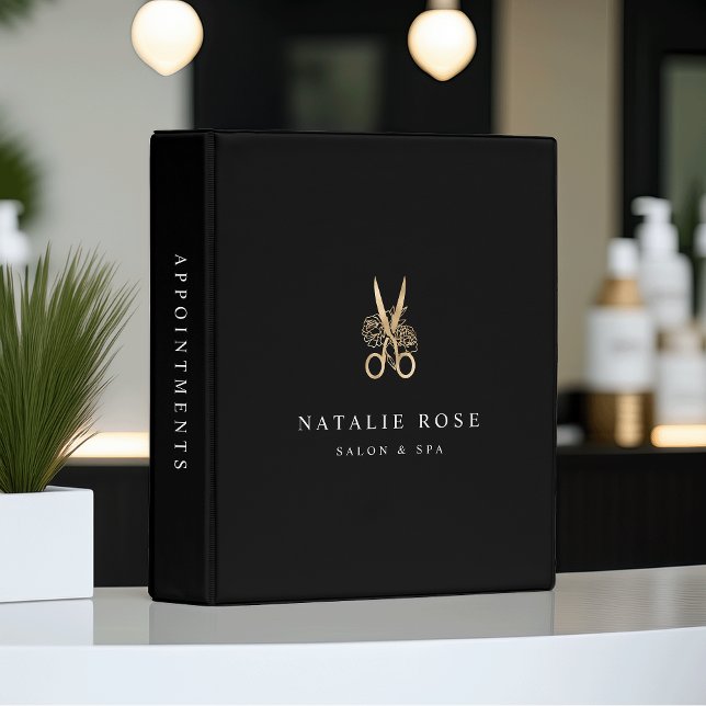 Gold Floral Scissors Salon Logo Mini Binder (Creator Uploaded)