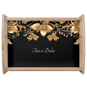 Gold Floral Serving Tray