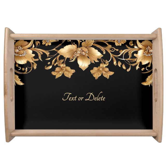 Gold Floral Serving Tray (Front)