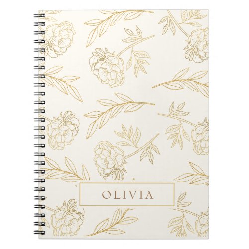 Gold Floral Spiral Notebook