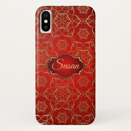 Gold Floral Swirls iPhone X Case