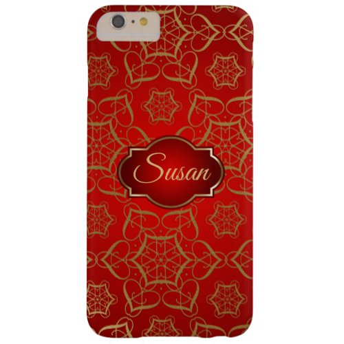 Gold Floral Swirls  Hearts Barely There iPhone 6 Plus Case