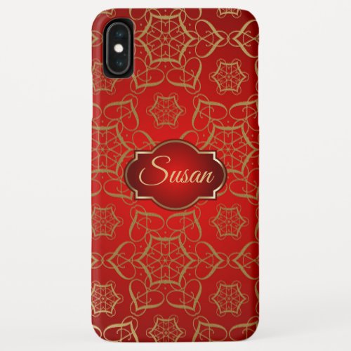 Gold Floral Swirls Pattern iPhone XS Max Case