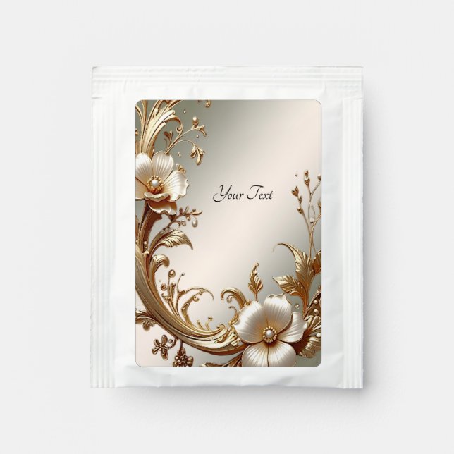 Gold Floral Tea Bag Drink Mix (Front)