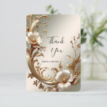 Gold Floral Thank You Card