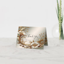 Gold Floral Thank You Card