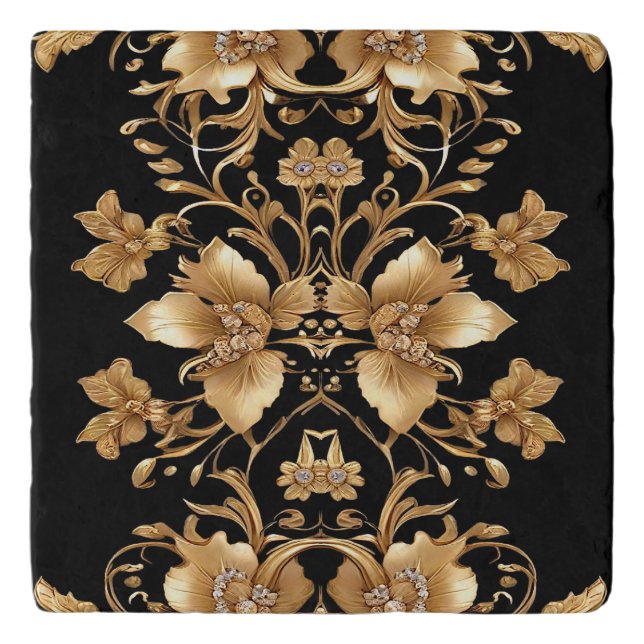Gold Floral Trivet (Front)