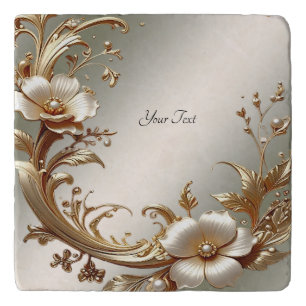 Gold Floral Trivet