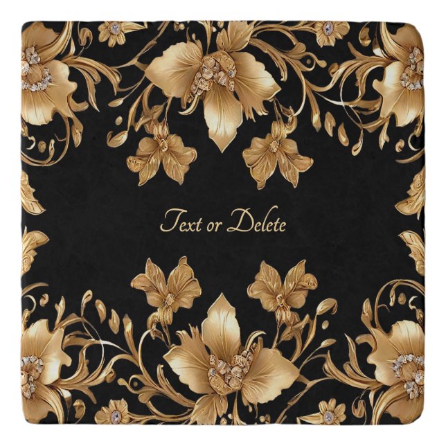 Gold Floral Trivet (Front)
