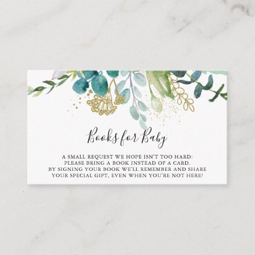 Gold Floral Tropical Baby Shower Book Request Enclosure Card