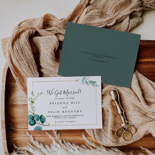 Gold Floral Tropical Greenery Elopement Announcement