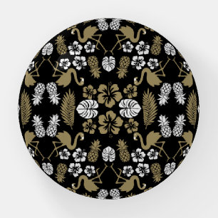 Gold Floral Tropical Patterned Paperweight