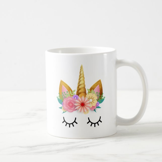 Gold Floral Unicorn Party Coffee Mug (Right)