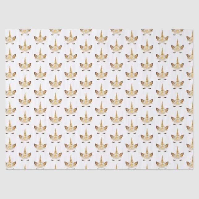 Gold Floral Unicorn Tissue Paper (Front)