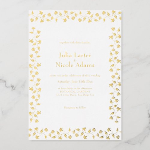 Gold Floral Valley Forest Wedding Foil Invitation