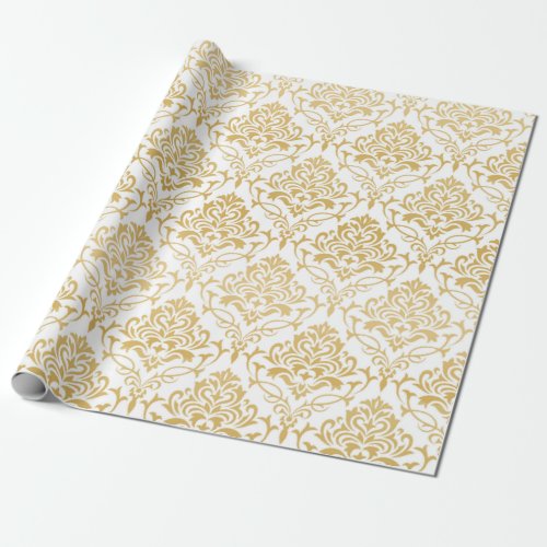 Gold floral vintage damasks wrapping paper