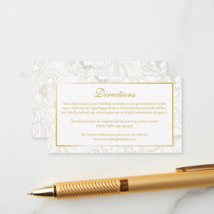 Gold Floral Wedding Directions Enclosure Card