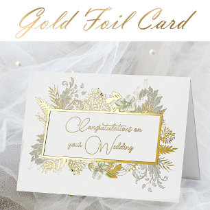 Gold Floral Wedding Foil Greeting Card