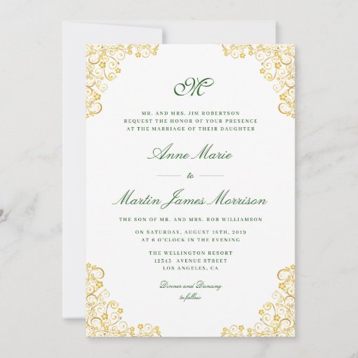 gold floral wedding invitation | Zazzle