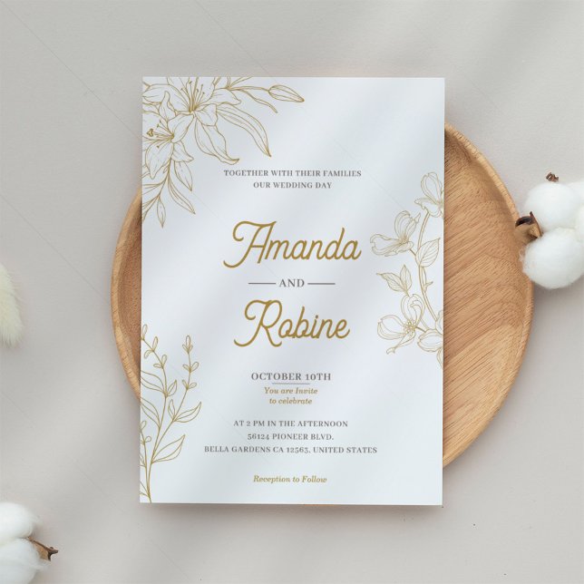 Gold Floral Wedding Invitation (Creator Uploaded)