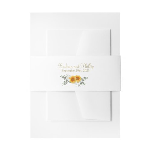 Gold Floral Wedding Invitation Belly Band