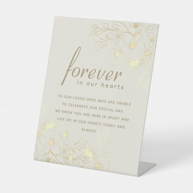 Gold Floral Wedding Memorial Sign (Front)
