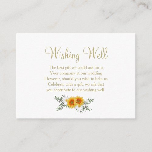 Gold Floral Wedding Wishing Well Enclosure Card