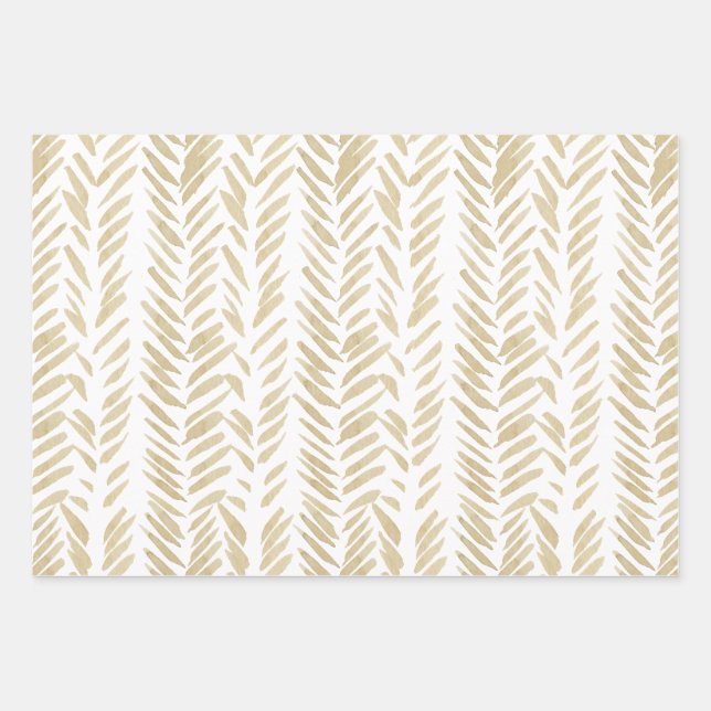 Gold Floral Wedding Wrapping Paper Sheets (Front)