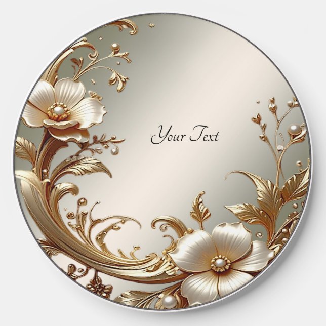 Gold Floral Wireless Charger (Front)