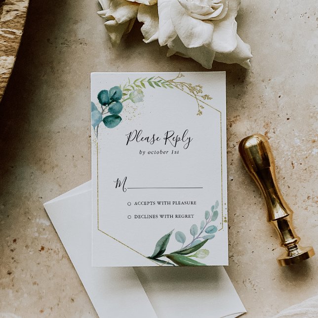Gold Floral With Tropical Greenery RSVP Card (Creator Uploaded)