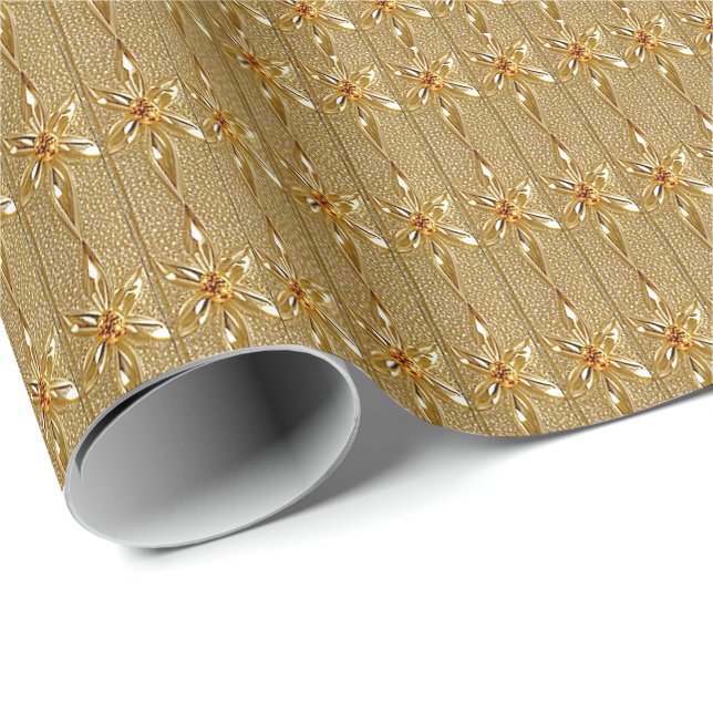 Gold Floral Wrapping Paper (Roll Corner)