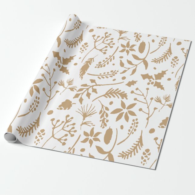 Gold Floral Wrapping Paper (Unrolled)