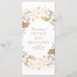 Gold Floral Wreath Peonies Garden Wedding Programs