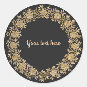 Gold Floral Wreath Template Classic Round Sticker