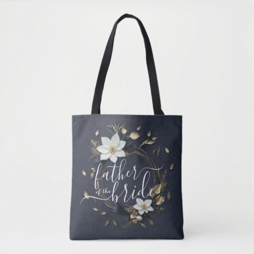 Gold Floral Wreath Wedding Father of the Bride Tote Bag
