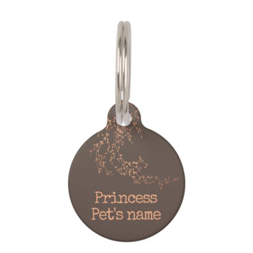 Gold Floral Wreath with Pets Name and Phone Pet ID Tag
