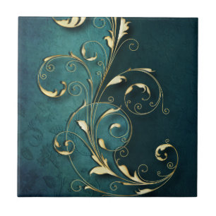 Gold Florentine Scrolls Tile