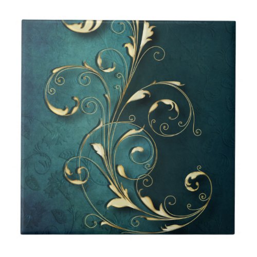 Gold Florentine Scrolls Tile