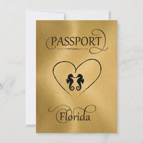 Gold Florida Passport Save the Date Card