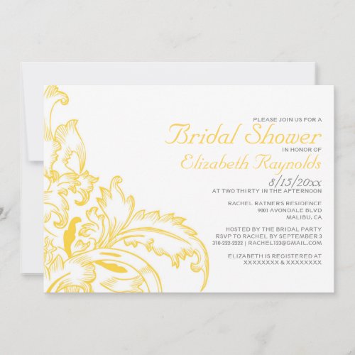 Gold Flourish Bridal Shower Invitations