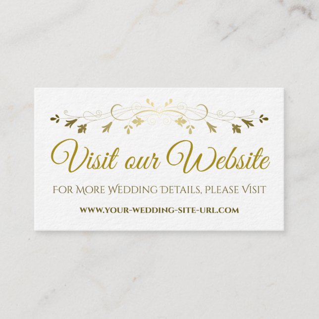 Gold Flourish Elegant Wedding Visit Our Website Enclosure Card (Front)