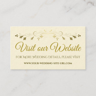 Gold Flourish Elegant Wedding Website Cream Enclosure Card