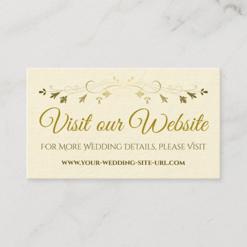 Gold Flourish Elegant Wedding Website Cream Enclosure Card