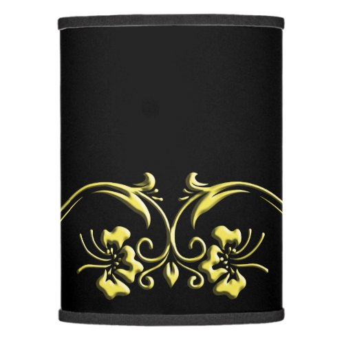 GOLD FLOURISH ON BLACK LAMP SHADE