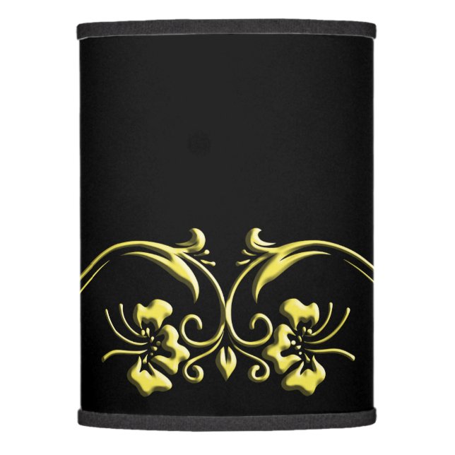 GOLD FLOURISH ON BLACK LAMP SHADE (Front)