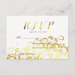 Gold Flourishing Floral Modern Wedding RSVP
