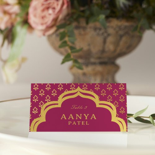 Gold Flower and Mundap Arch Wedding Escort Name Place Card